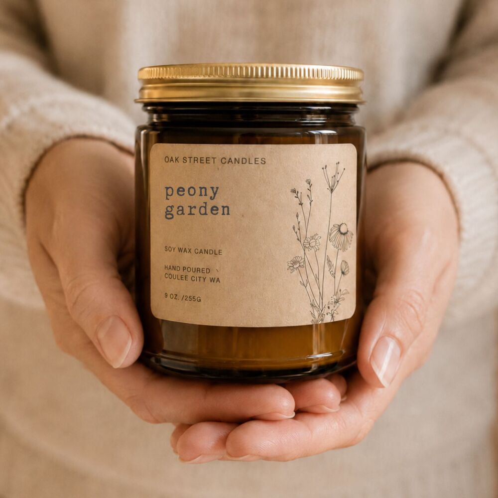 Oak Street Candles Peony Garden Soy Candle 9 Oz